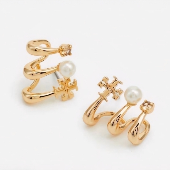 Tory Burch Jewelry - Tory Burch Kira Pearl Multi-hoop Huggie Earrings
